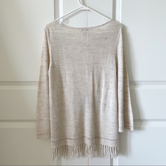Joie Annalie Wool Linen Blend Fringed Sweater - Picture 11 of 12